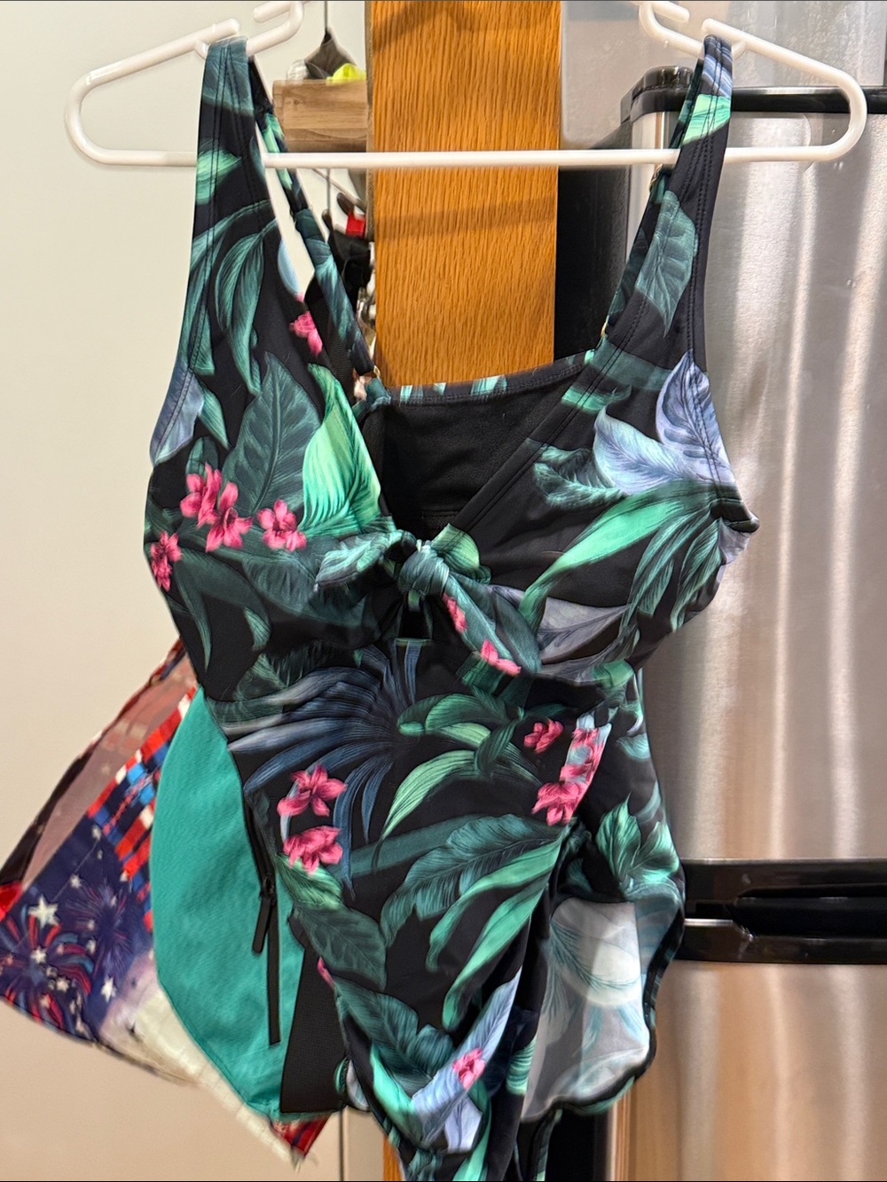 Black Tropical-Print One-Piece Swimsuit **NWT**